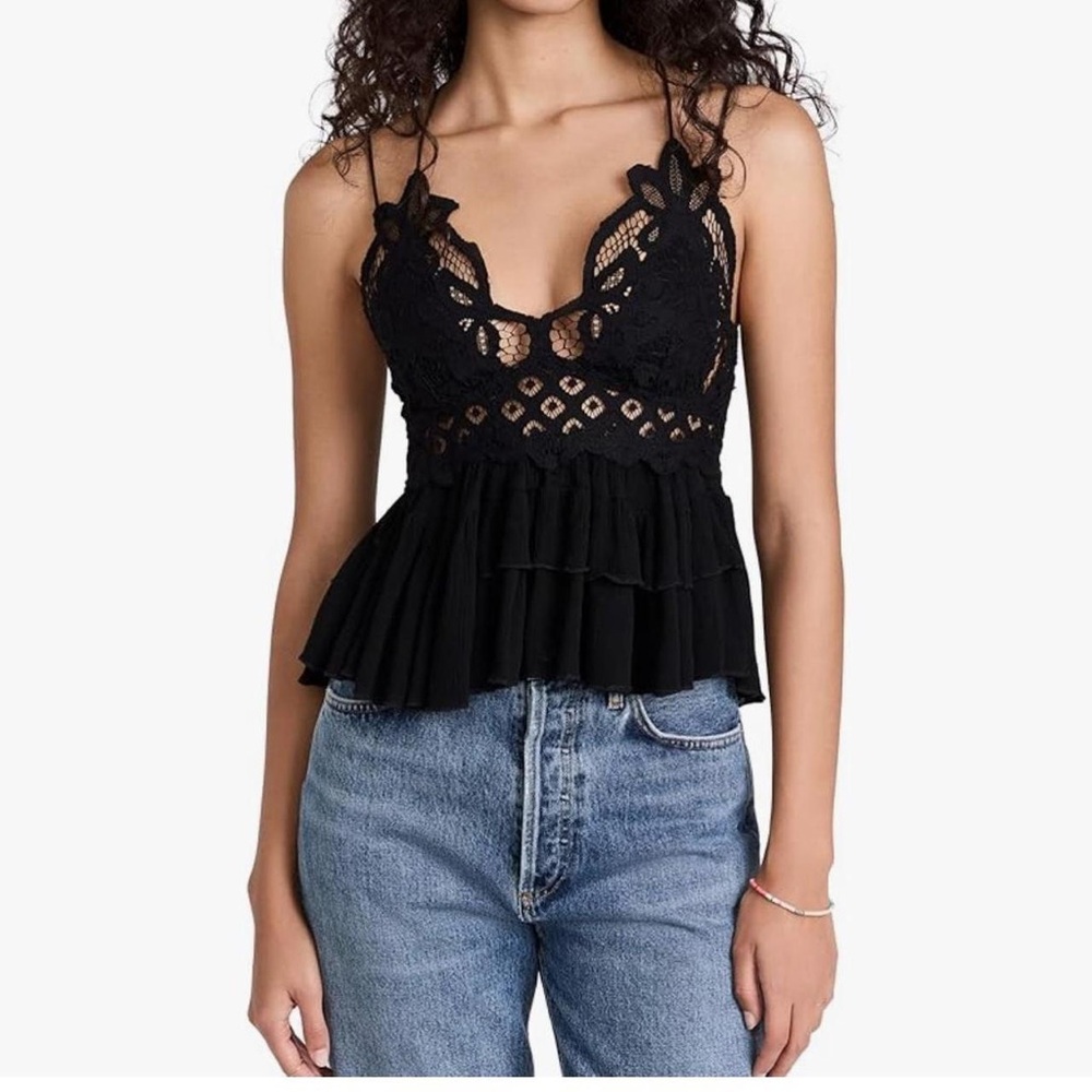 Free People One FP One Tank Top In Black Lace Size Large Boot Barn